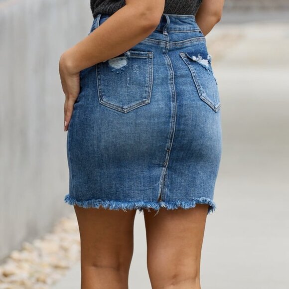 NWT RISEN Amelia Full Size Denim Mini Skirt - Picture 2 of 2